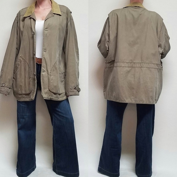 VINTAGE 80s J. Crew Cotton Corduroy Loose Fit Carpenter Barn Jacket Chore Jacket - Picture 1 of 14
